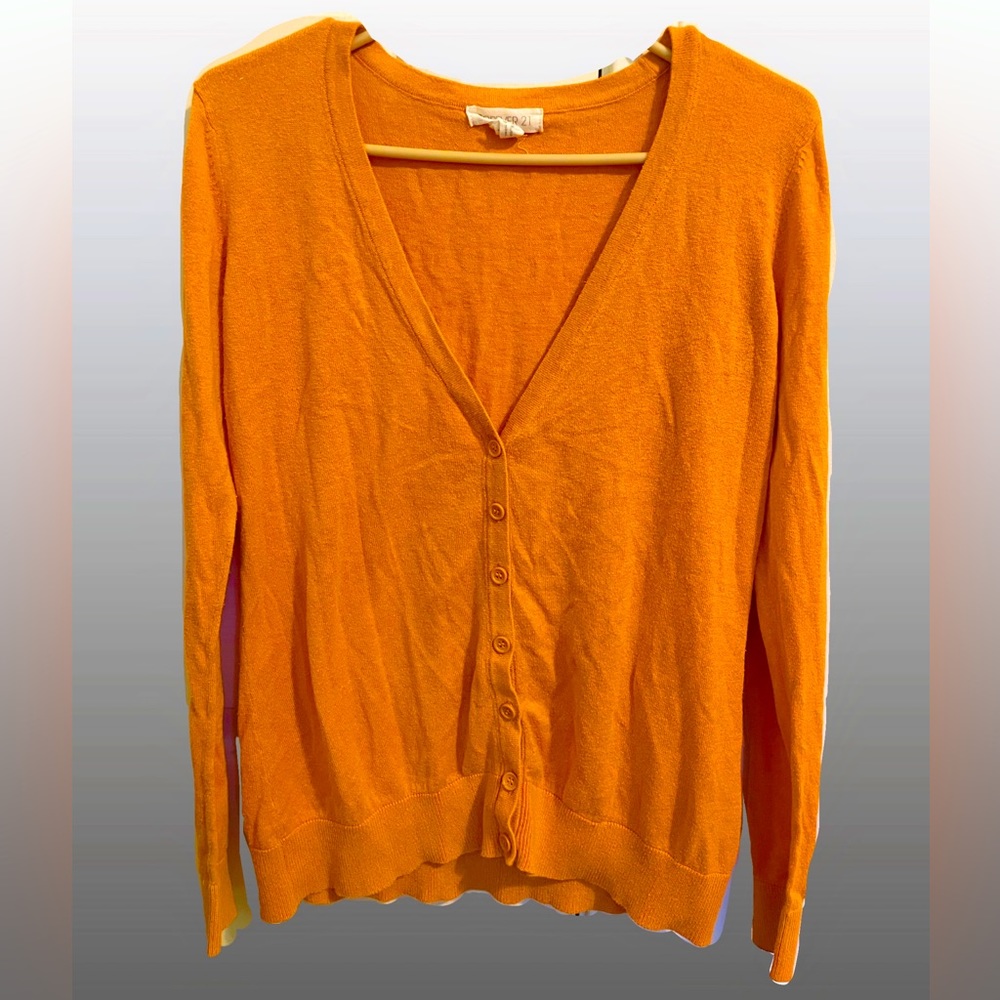 Orange Buttoned Cardigan